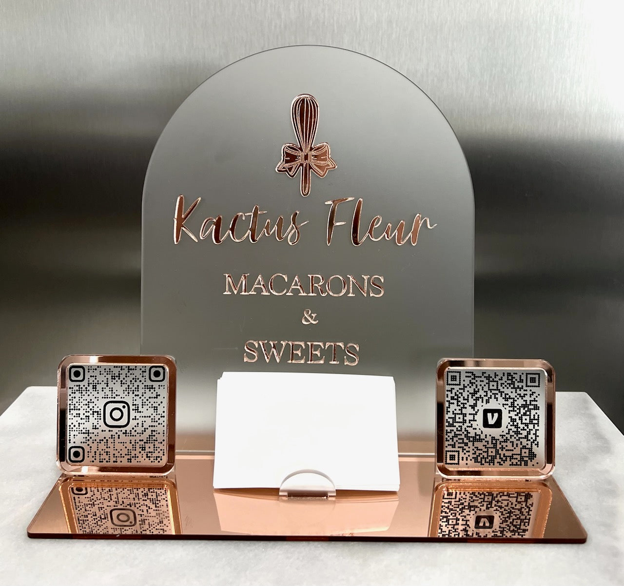 Mirrored Acrylic Business Sign QR/Card Holder