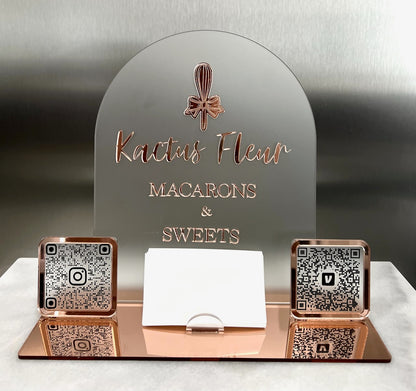 Mirrored Acrylic Business Sign QR/Card Holder