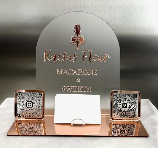 Mirrored Acrylic Business Sign QR/Card Holder