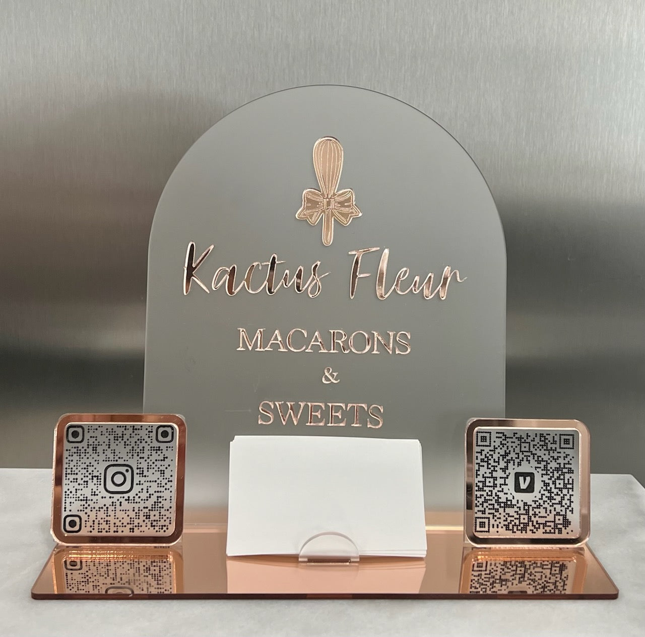 Mirrored Acrylic Business Sign QR/Card Holder