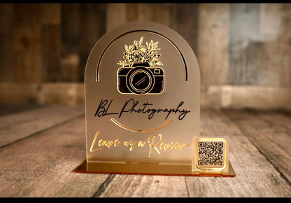 Mirrored Acrylic Business Sign QR/Card Holder